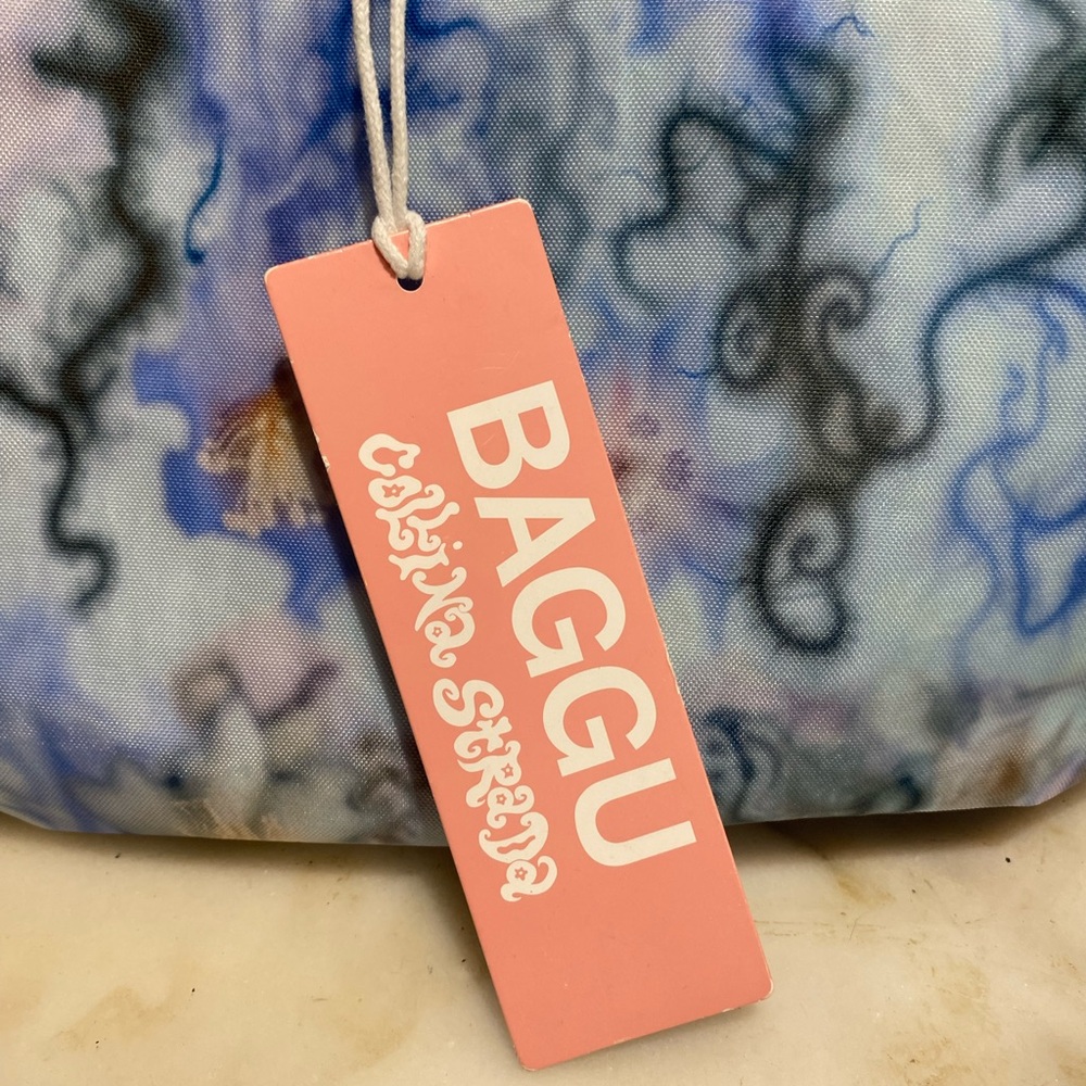 BAGGU X COLLINA STRADA MEDIUM NYLON CRESCENT BAG - BLUE THORNS - Picture 2 of 7
